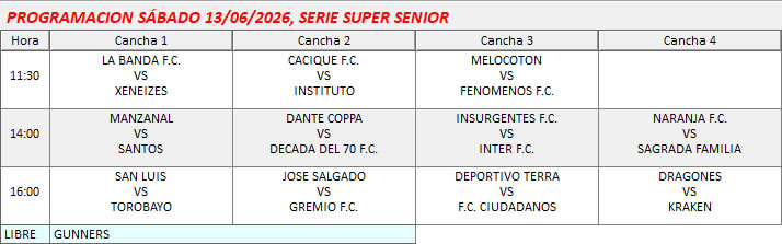 PROGRAMACION SERIE SUOER SENIOR